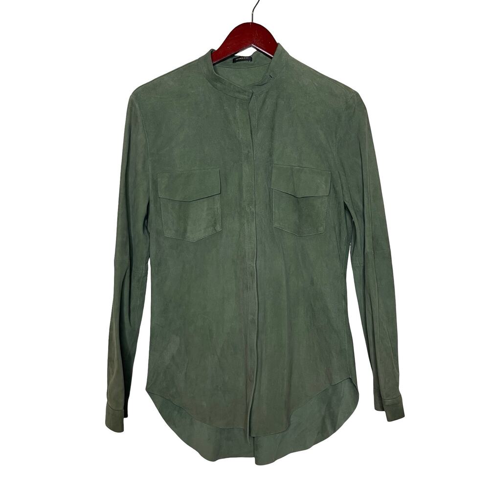 Osklen green suede 100% leather button down shirt shaket jacket sz M